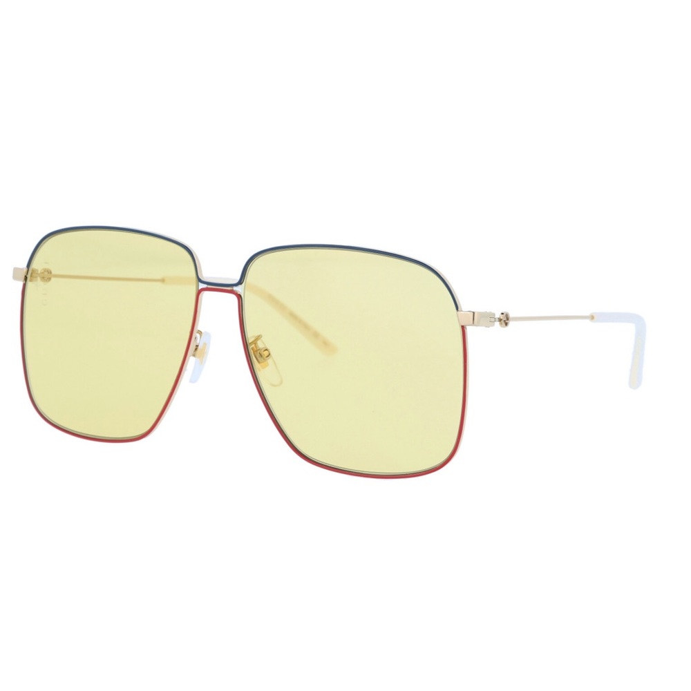 Authentic Gucci Rectangular Frame Interlocking G Sunglasses GG0394S Yellow